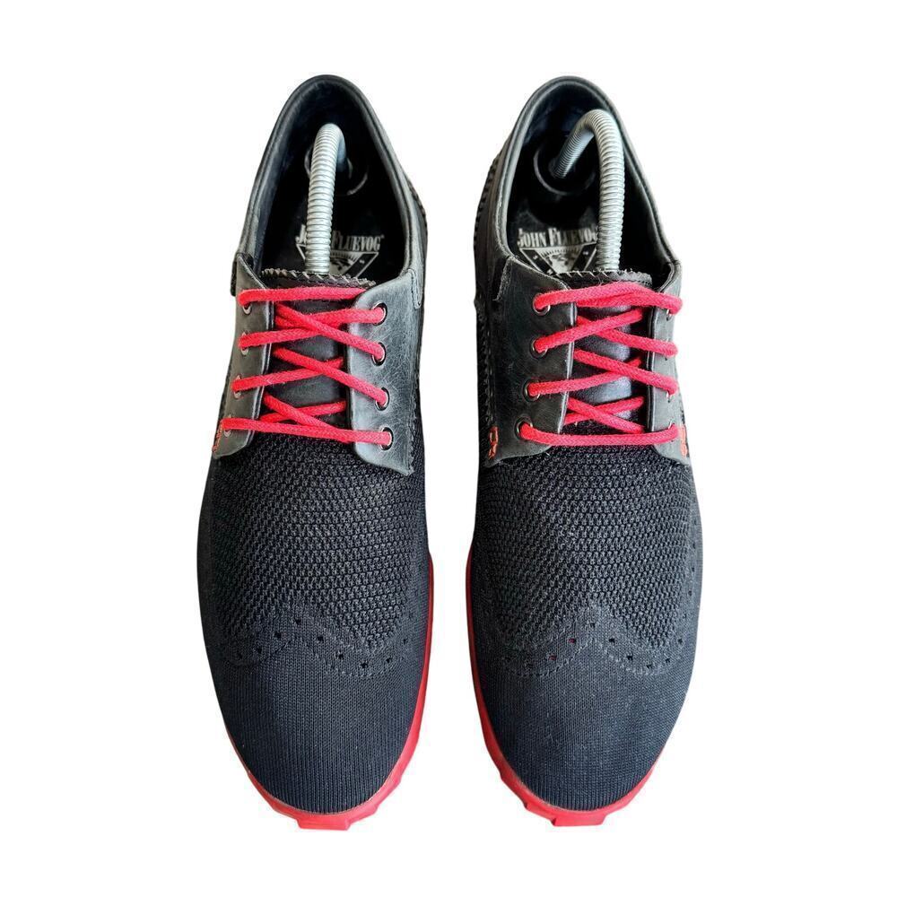 John Fluevog FUTURE ROUND TOE
ORBIT BROGUE WINGTIP DERBY SHOES Red Black Size 9M - Picture 3 of 10